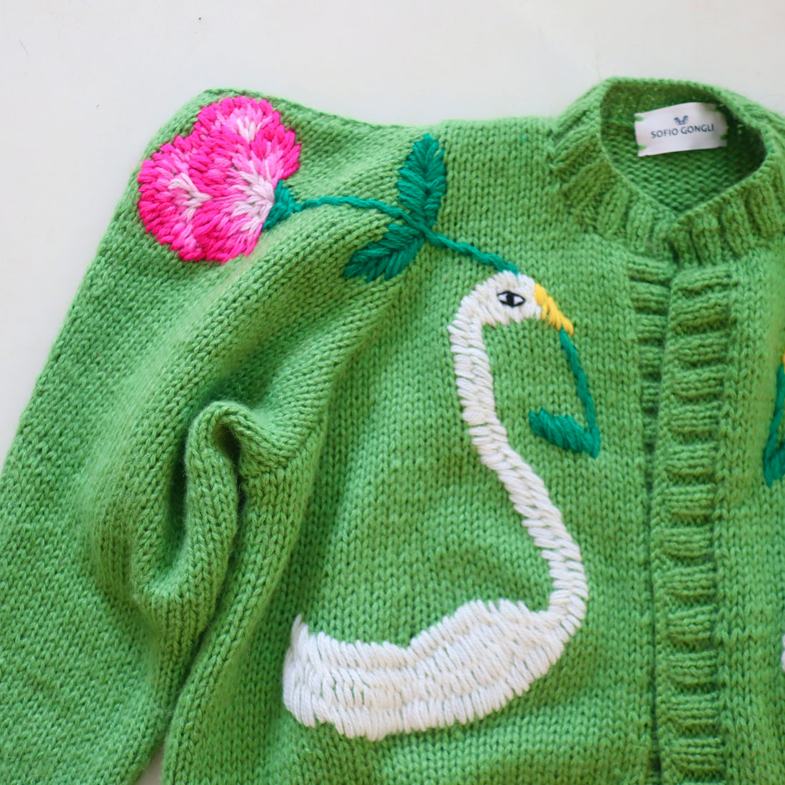 SOFIO GONGLI WAVE KNIT CARDIGAN GREEN “B“