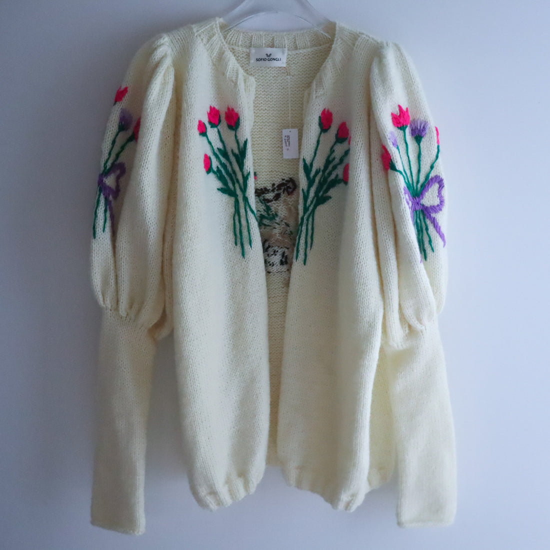 SOFIO GONGLI  FLOWER KNIT CARDIGAN "K"