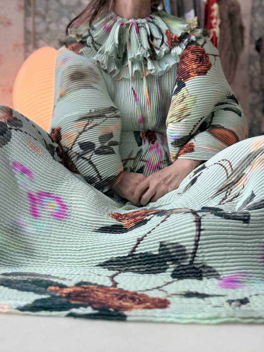 JULIA HEUERKENZA HAND PLEATED SKIRT IN EDWARD GREEN