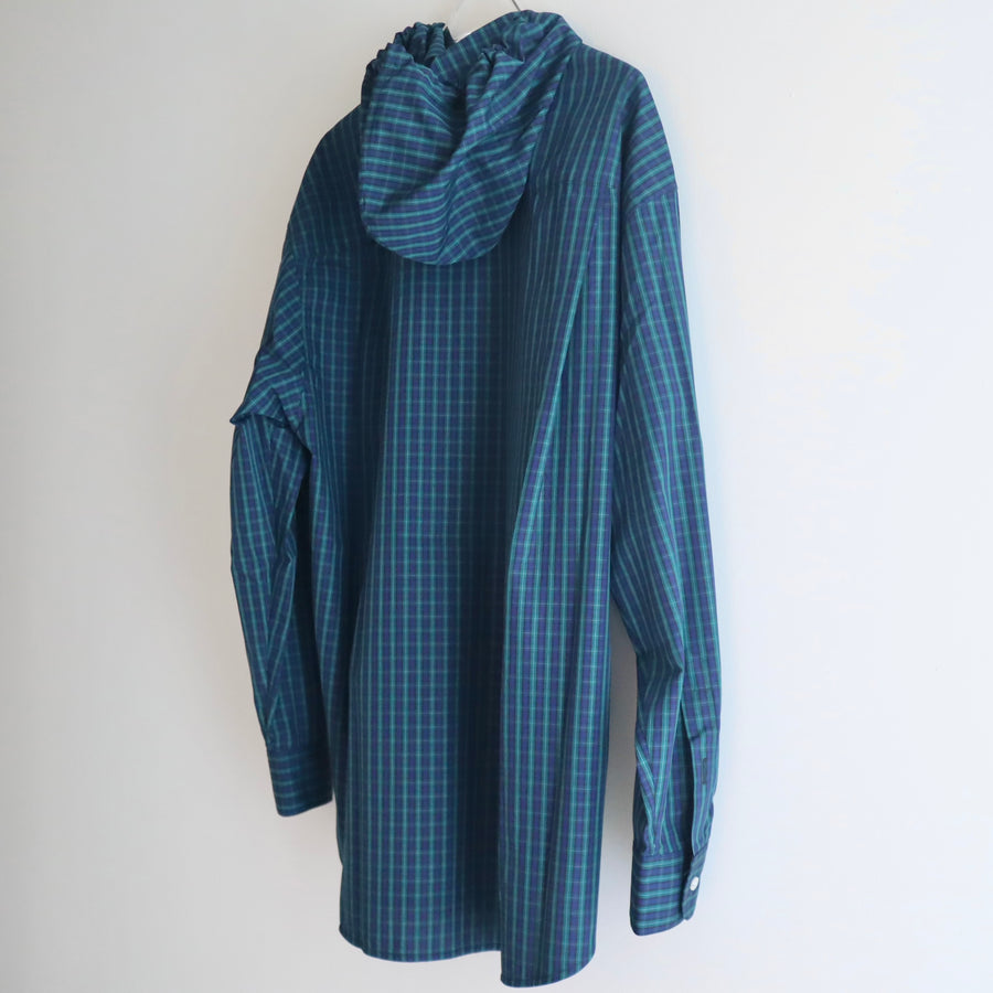 ＜EXCLUSIVE＞MERYLL ROGGECLASSIC SHIRT WITH HOOD GREEN×BLUE×BLACK CHECK