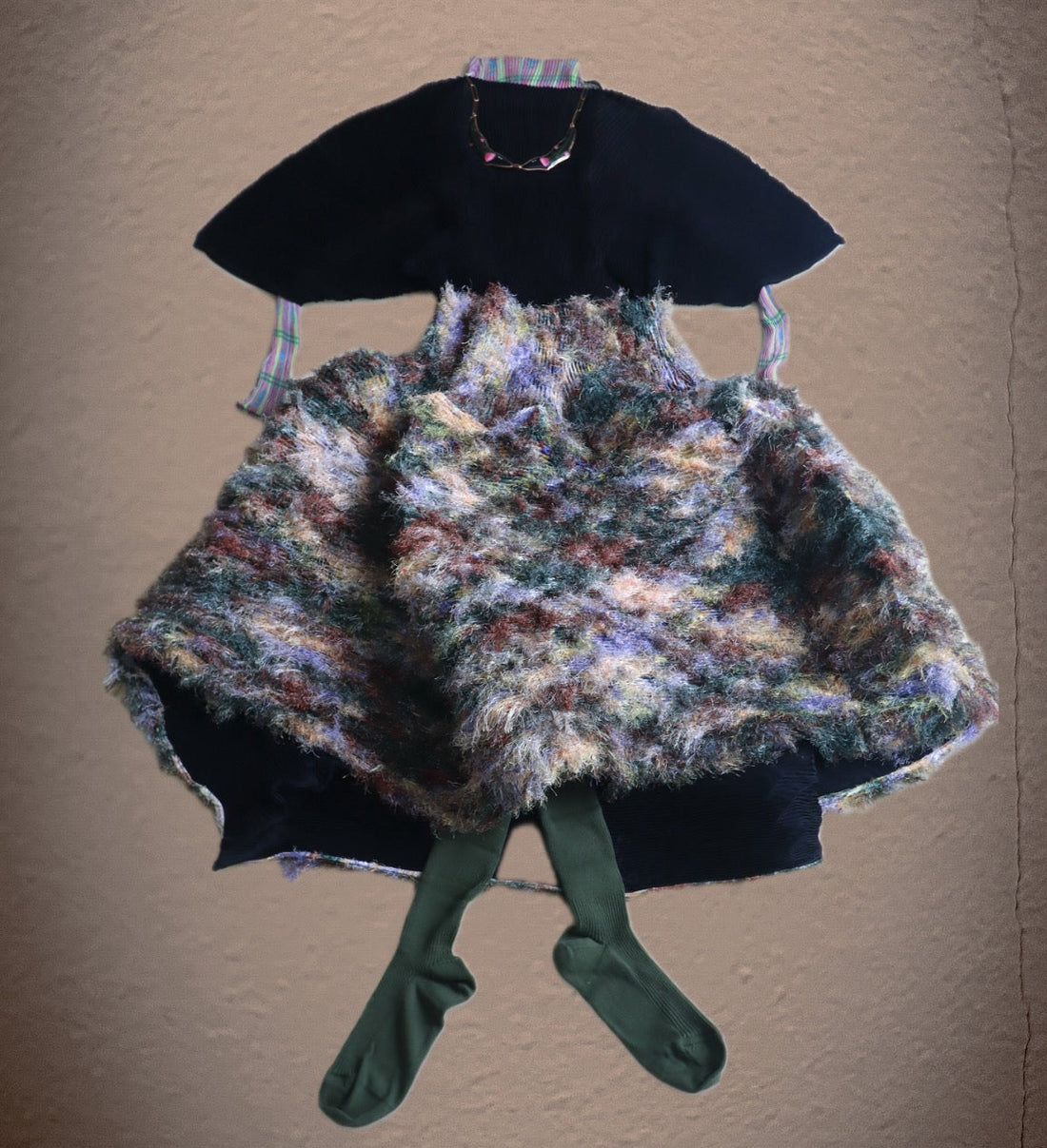 JULIA HEUER  KENZA PLEATED FURRY SKIRT IN AMBER INGRID