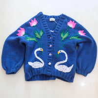 SOFIO GONGLI WAVE KNIT CARDIGAN BLUE
