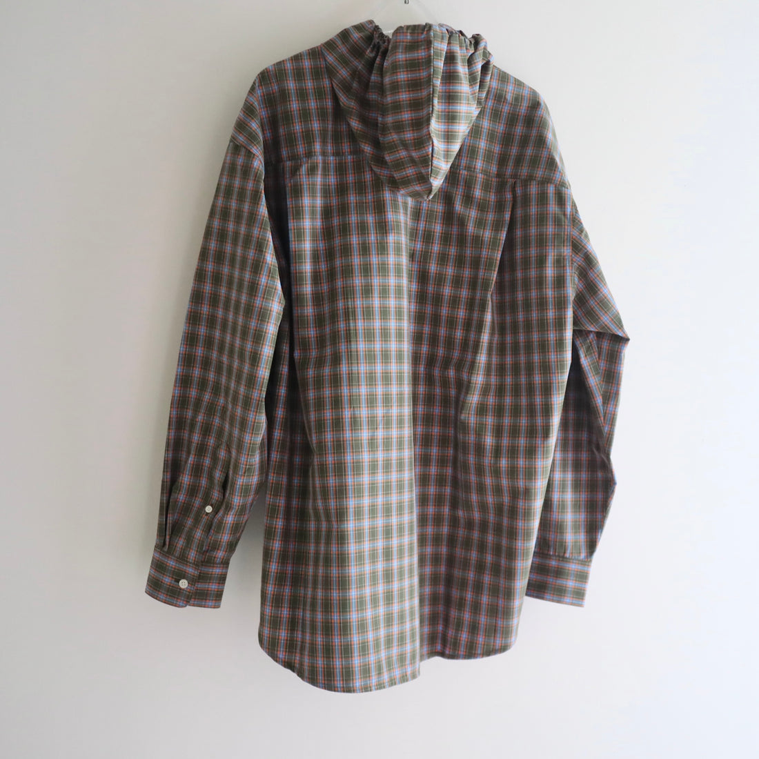 ＜EXCLUSIVE＞MERYLL ROGGE  CLASSIC SHIRT WITH HOOD KHAKI BROWN×ORANGE×BLUE CHECK