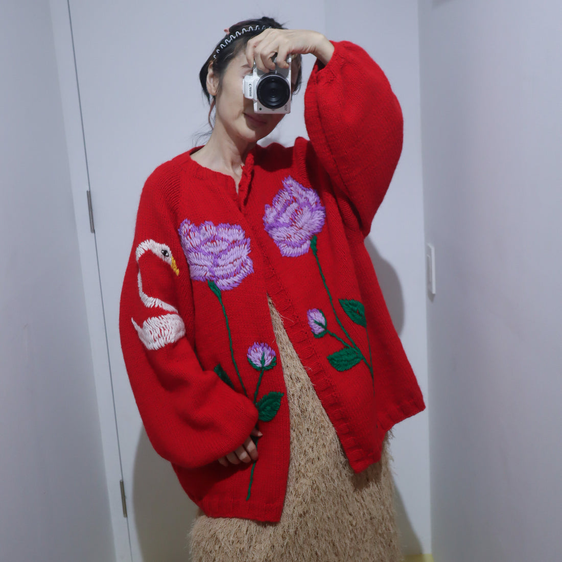 SOFIO GONGLI  FLOWER KNIT CARDIGAN