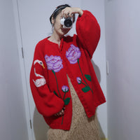 SOFIO GONGLI  FLOWER KNIT CARDIGAN