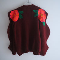 SOFIO GONGLI  FLOWER KNIT CARDIGAN "M"