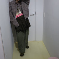 NONG RAK  WRAP SNAP PLEATED CONTRAST SKIRT