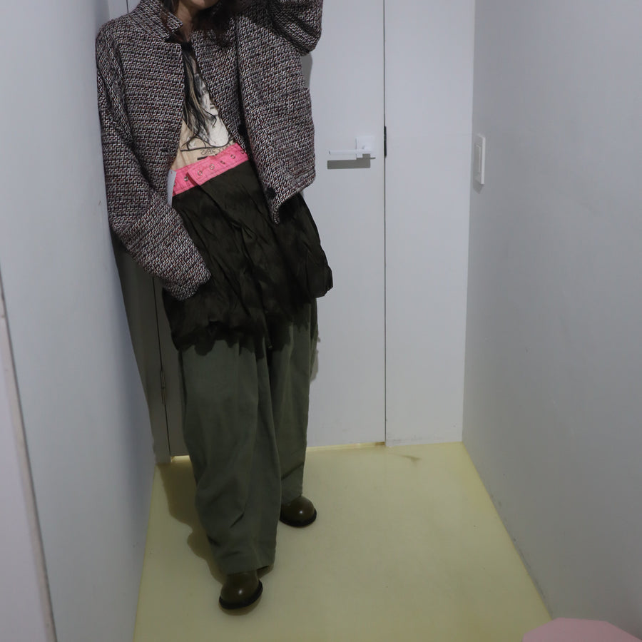 NONG RAKWRAP SNAP PLEATED CONTRAST SKIRT