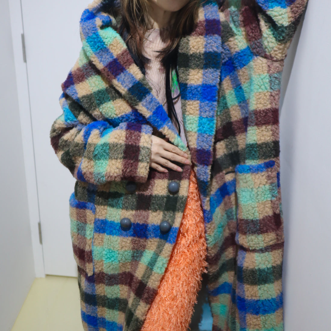 FRANZIUS  TOWEL COAT LIGTH  GREEN  CHECK