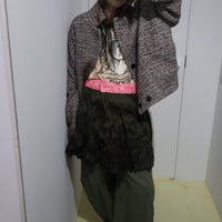 NONG RAK  WRAP SNAP PLEATED CONTRAST SKIRT