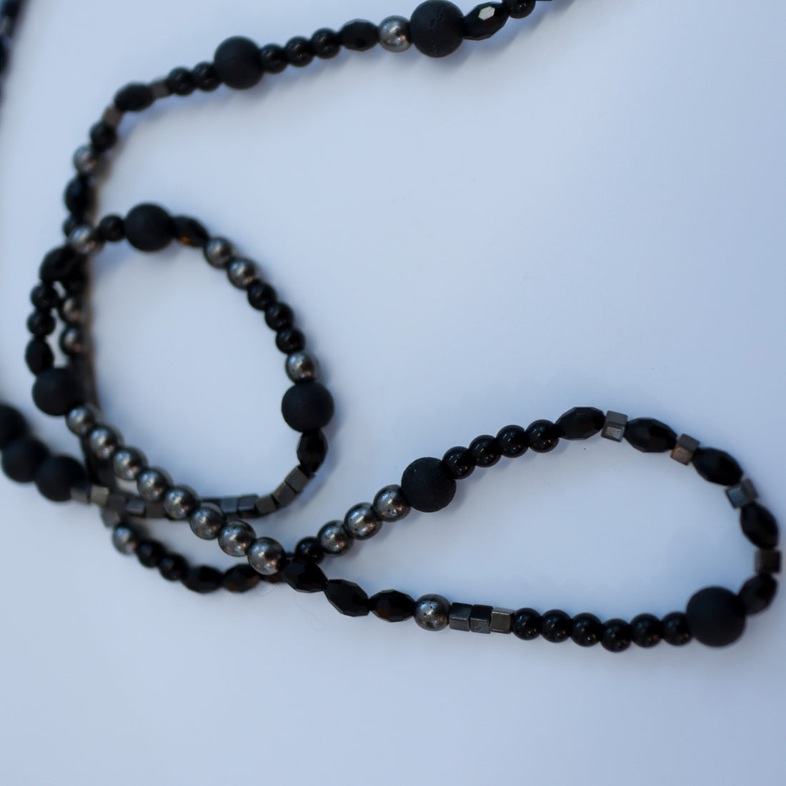 GERALDINE FENN  OXIDISED SILVER WITH BLACK BEADS NECKLACE