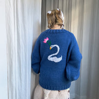 SOFIO GONGLI WAVE KNIT CARDIGAN BLUE