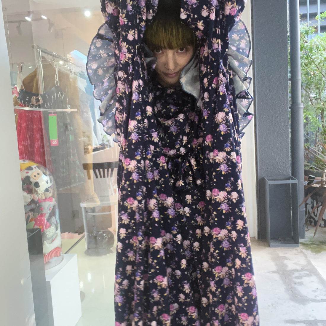 ANIGIG  FLORIS DRESS FLOWER NAYV x PINK LAVENDER