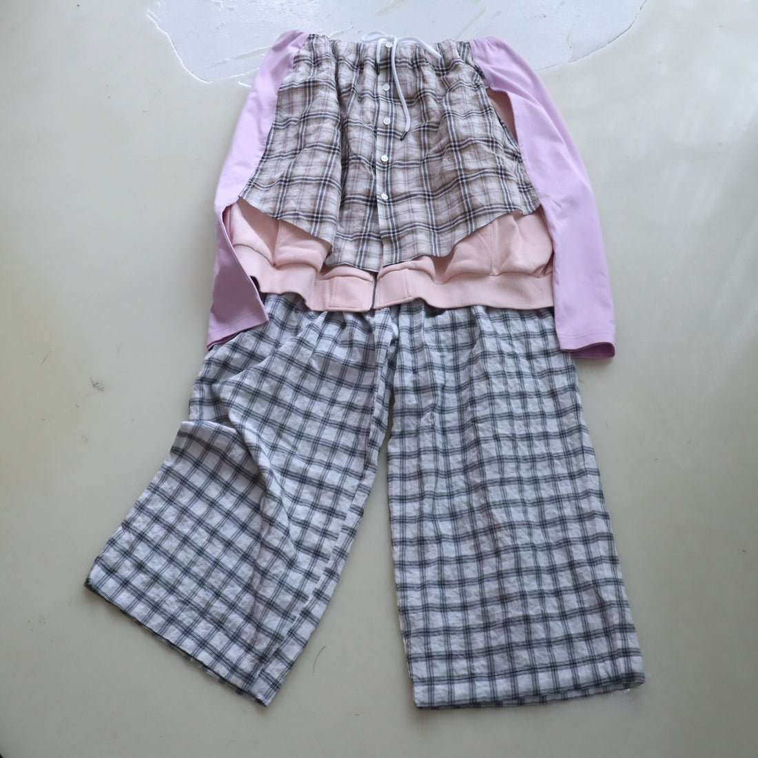 MIKIOSAKEBE  LAYERED PANTS WHITE-BEIGE