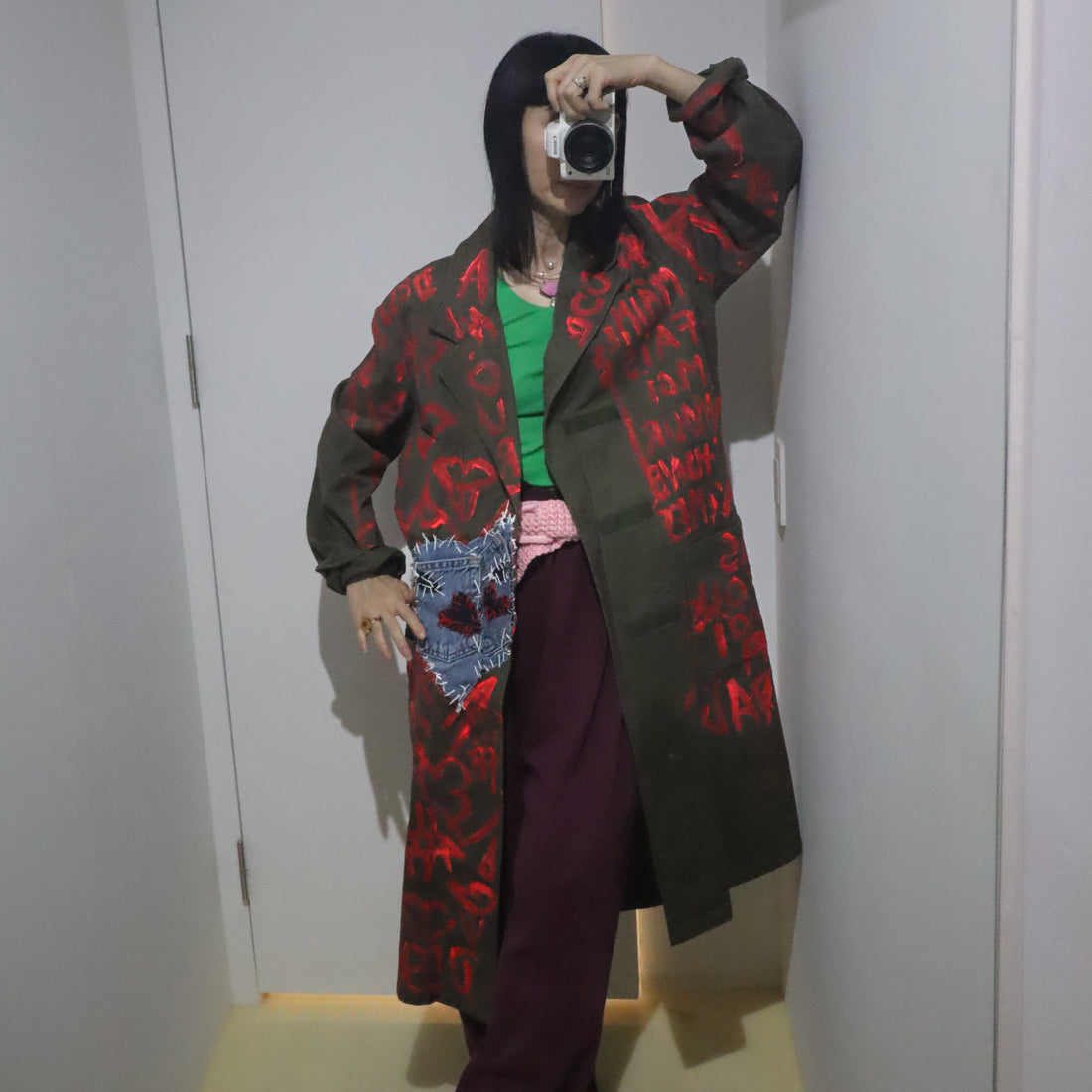 VAVA DUDU  HAND-PAINTED DENIM PATCH COAT