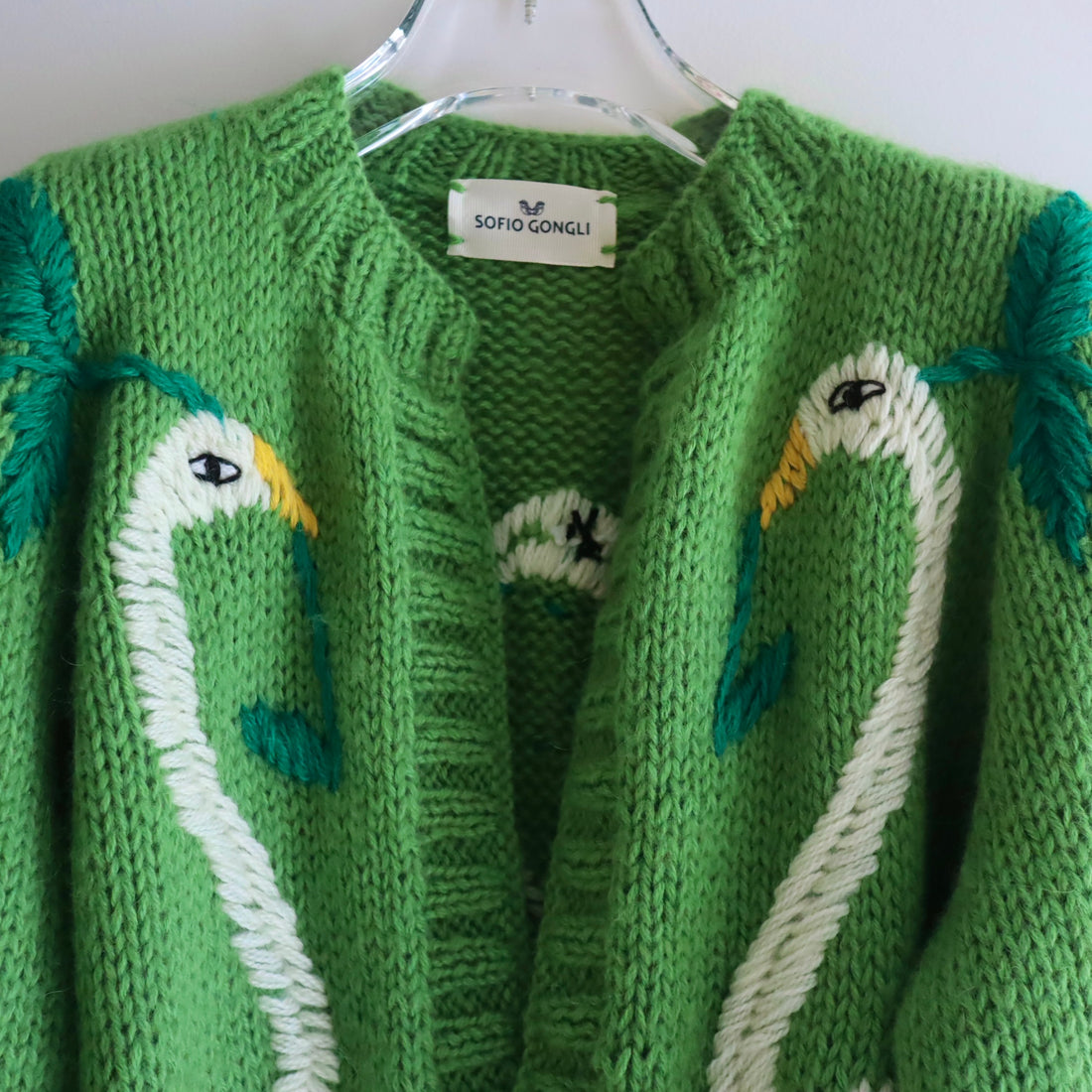 SOFIO GONGLI WAVE KNIT CARDIGAN GREEN “B“