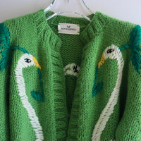 SOFIO GONGLI WAVE KNIT CARDIGAN GREEN “B“