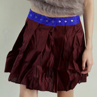 NONG RAK  WRAP SNAP PLEATED CONTRAST SKIRT