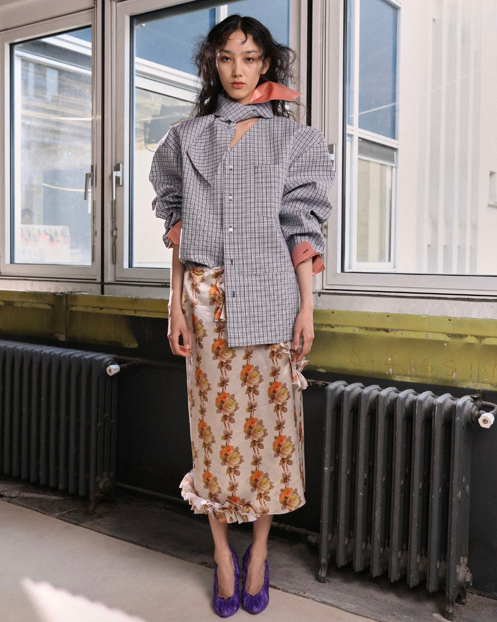 MERYLL ROGGE  LONG SLIPSKIRT W/RUFFLES