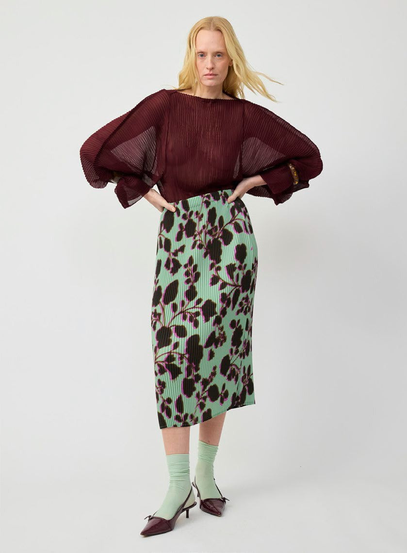 JULIA HEUER  RANA HANDPLEATED TOP IN BURGUNDY
