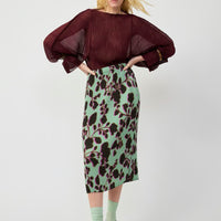 JULIA HEUER  RANA HANDPLEATED TOP IN BURGUNDY