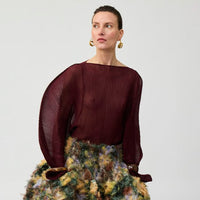 JULIA HEUER  RANA HANDPLEATED TOP IN BURGUNDY