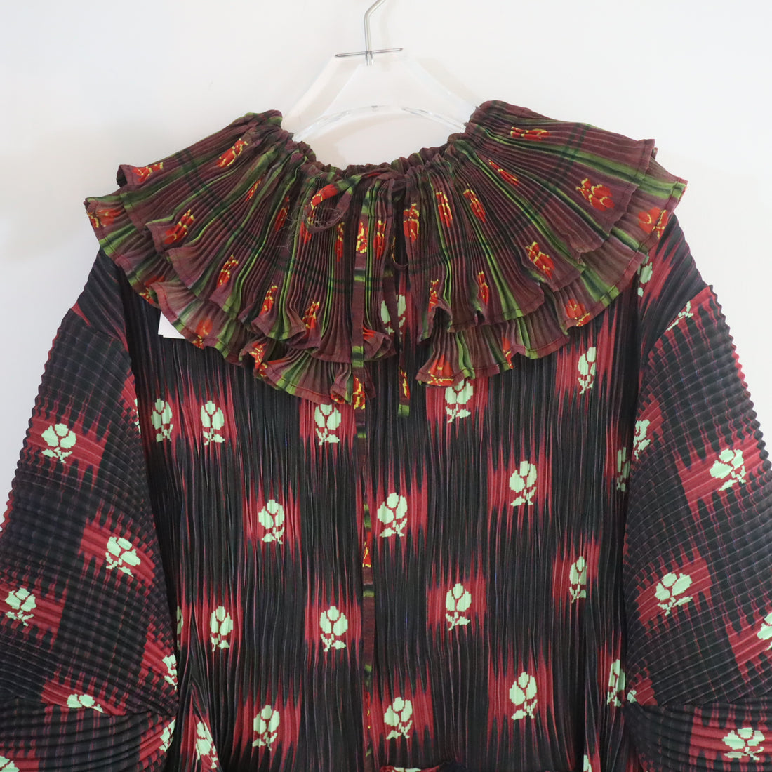 JULIA HEUER  PAX HANDPLEATED DRESS IN RUBY ROMAN