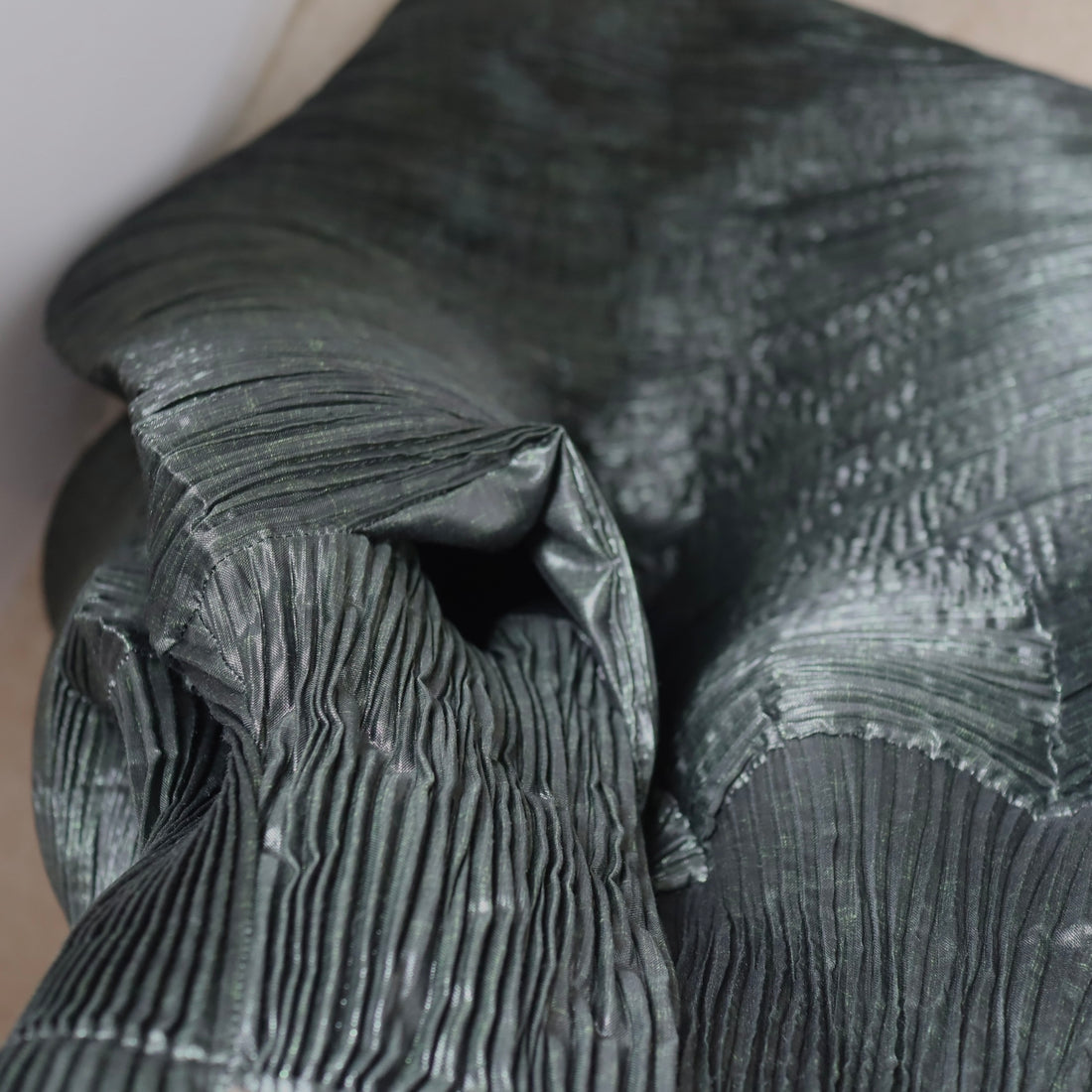 JULIA HEUER  KENZA HANDPLEATED SKIRT IN MOSS METALLIC