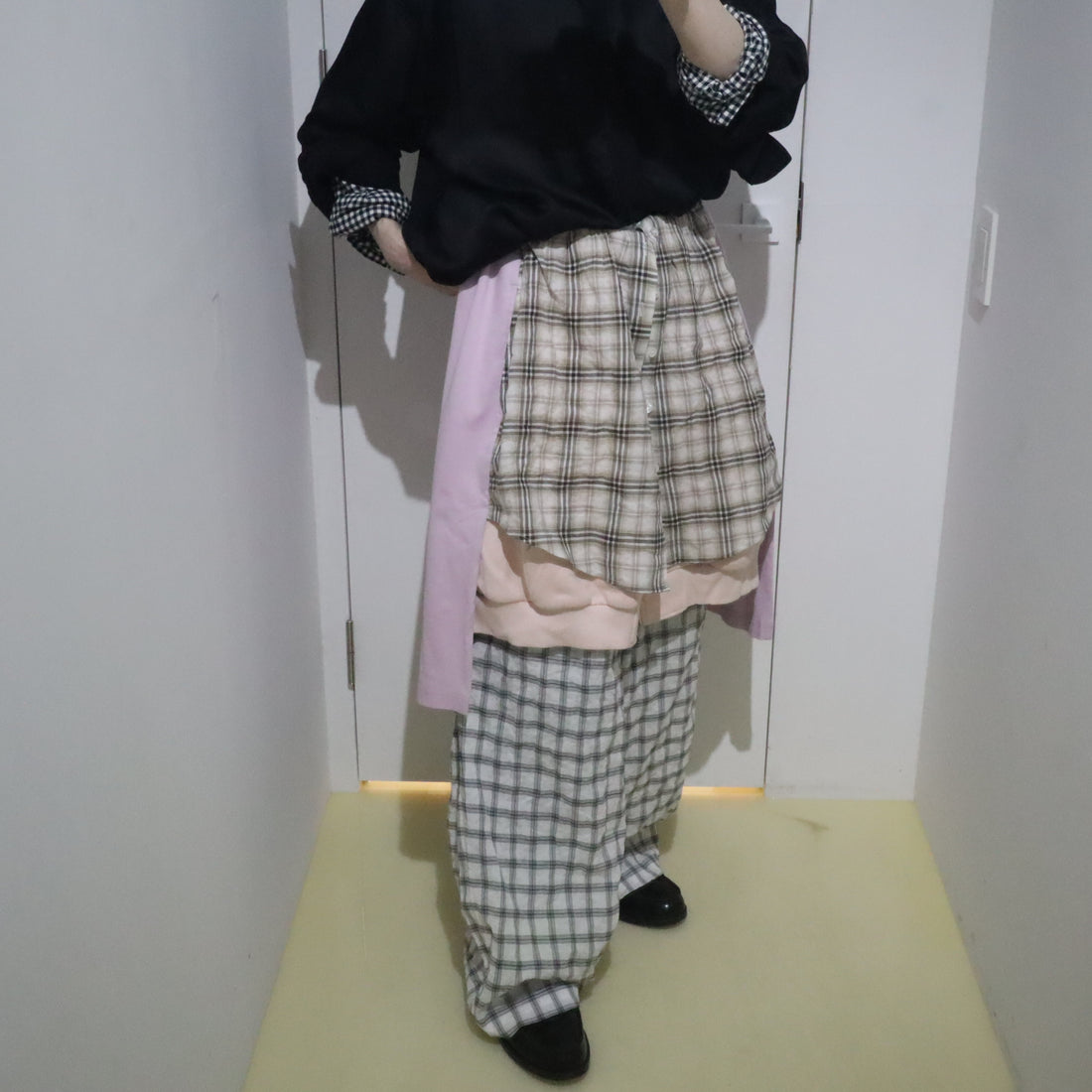 MIKIOSAKEBE  LAYERED PANTS WHITE-BEIGE