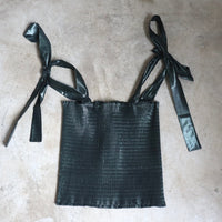 JULIA HEUER  JUNE SMOCK PLEATED TOP IN MOSS METALLIC