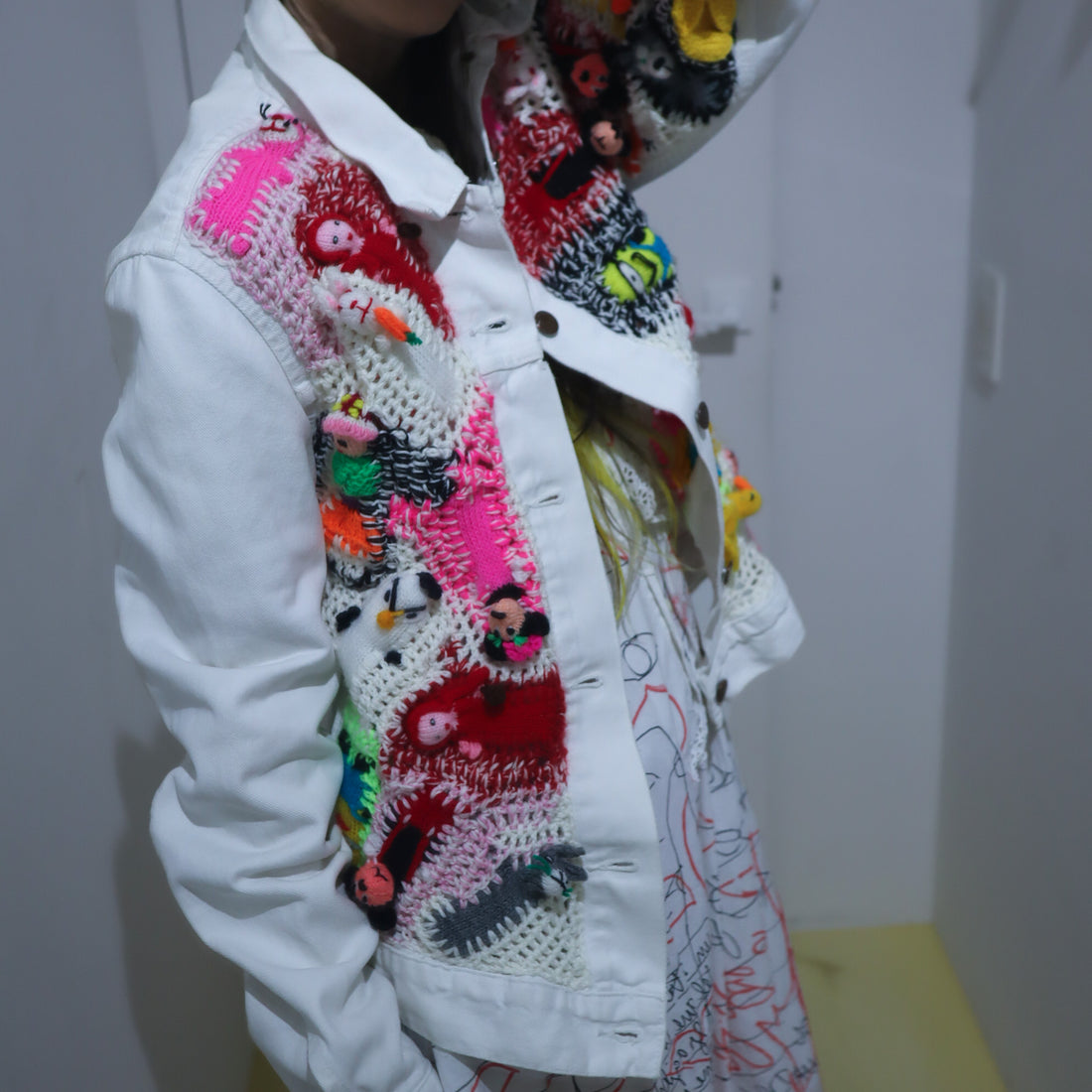 LOU DE BÈTOLY  KNITTED DOLLS JACKET WHITE