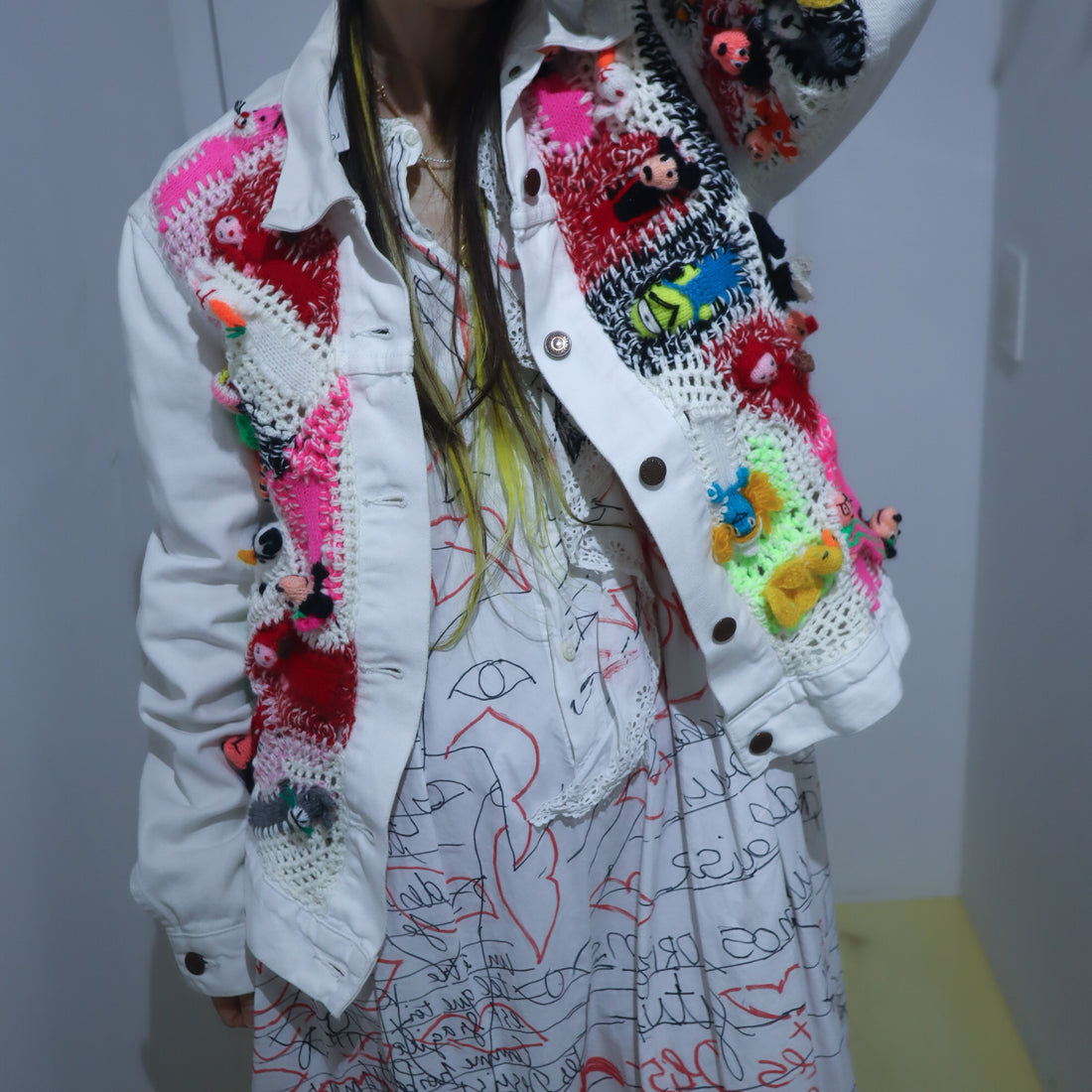 LOU DE BÈTOLY  KNITTED DOLLS JACKET WHITE
